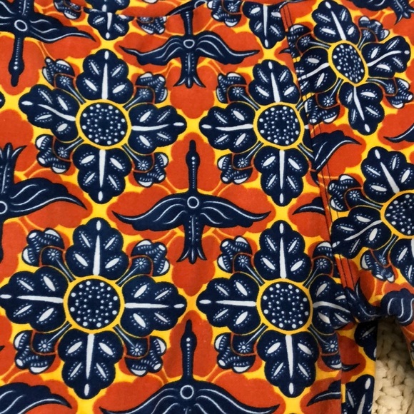 Gorgeous LulaRoe orange & blue one size leggings - Picture 5 of 6
